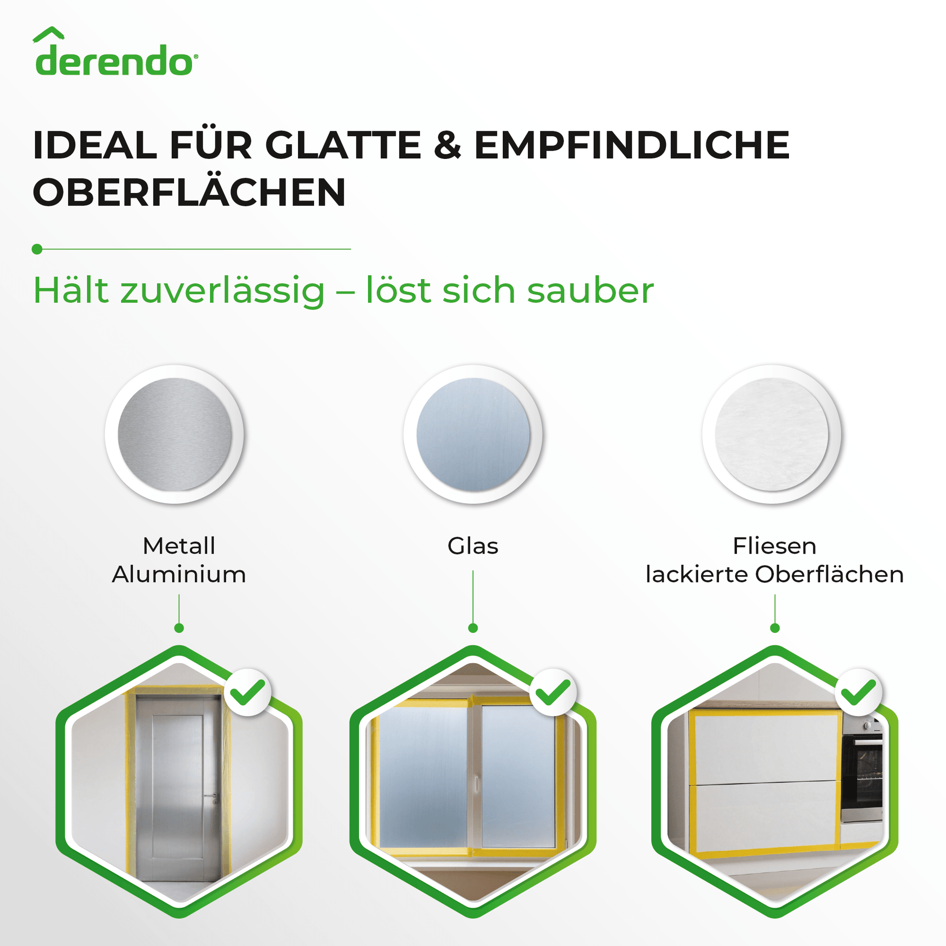 Derendo® Washi Tape Malerkrepp Premium – Goldband für scharfe Farbkanten in 30mm x 50m – Produktbild von Derendo