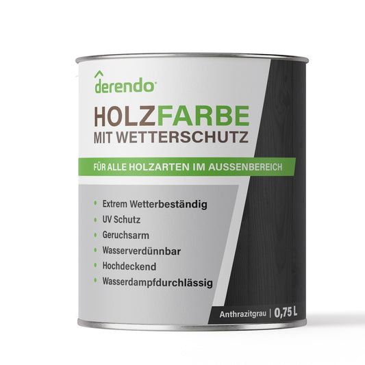 Derendo Wetterschutz Holzfarbe anthrazitgrau RAL 7016 - 4251604913166 - Derendo