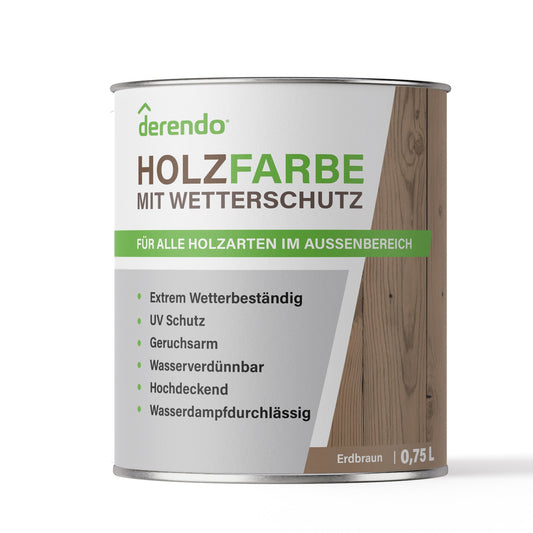 Derendo Wetterschutz Holzfarbe Braun Erdbraun - 4251604929556 - Derendo