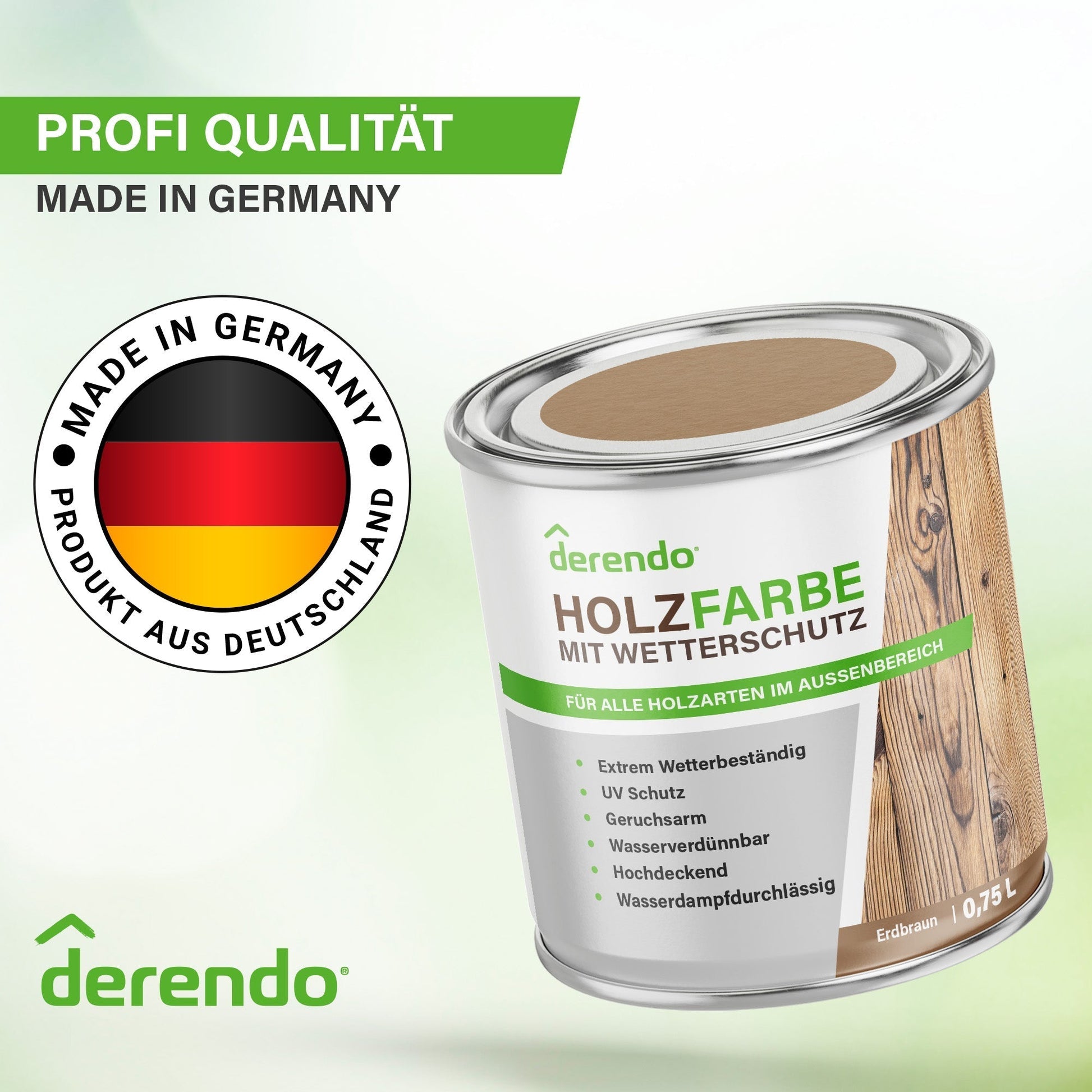 Derendo Wetterschutz Holzfarbe Braun Erdbraun in Erdbraun – Produktbild von Derendo
