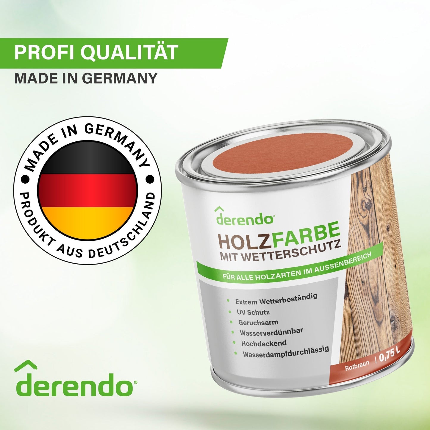Derendo Wetterschutz Holzfarbe Braun Rotbraun in Rotbraun – Produktbild von Derendo