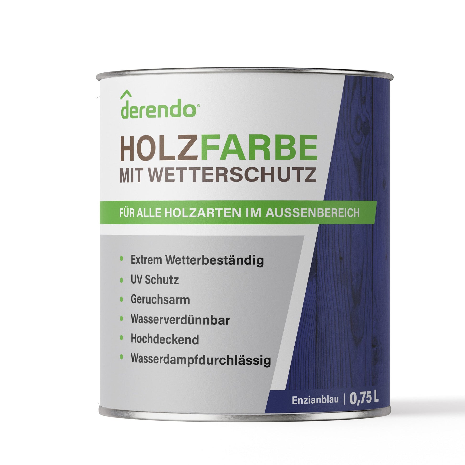 Derendo Wetterschutz Holzfarbe Enzianblau RAL 5010 - 4251604913319 - Derendo