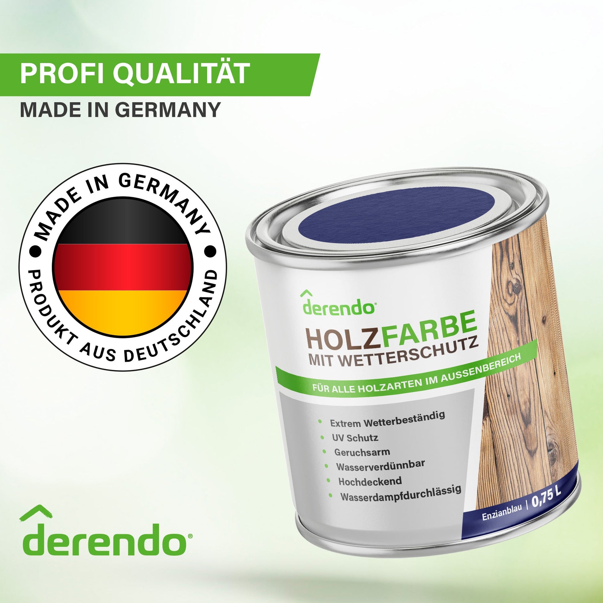 Derendo Wetterschutz Holzfarbe Enzianblau RAL 5010 - 4251604913319 - Derendo