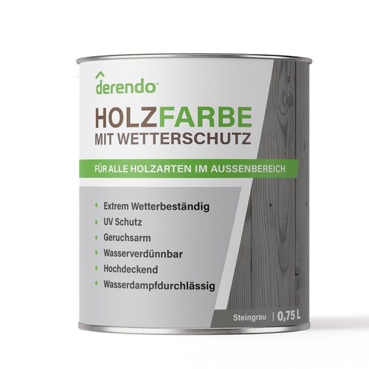 Derendo Wetterschutz Holzfarbe Grau Steingrau - 4251604929471 - Derendo