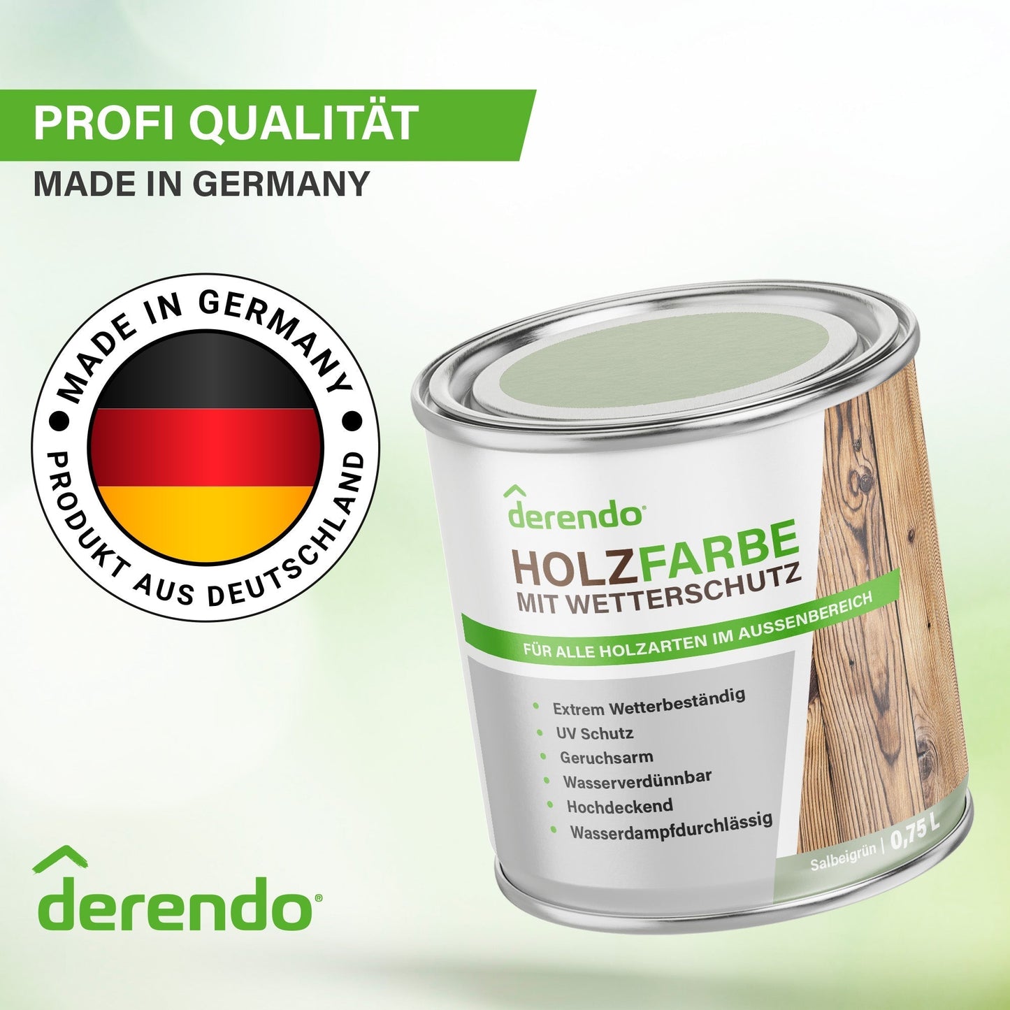 Derendo Wetterschutz Holzfarbe Grün Salbeigrün in Salbeigrün – Produktbild von Derendo
