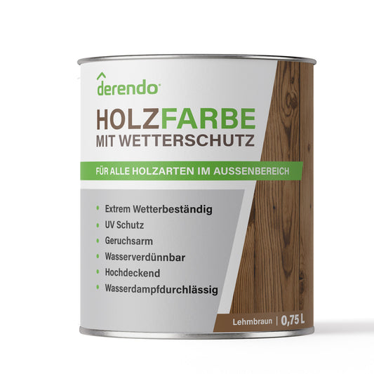 Derendo Wetterschutz Holzfarbe lehmbraun RAL 8003 - 4251604913456 - Derendo