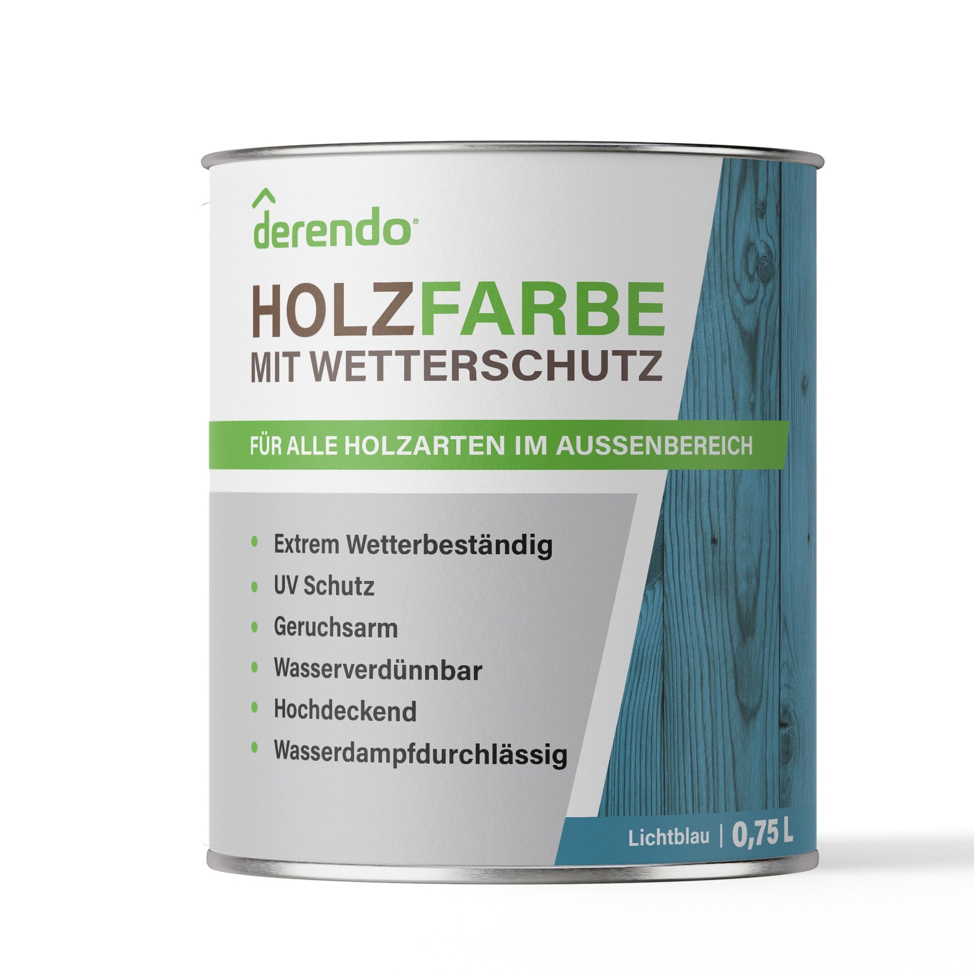 Derendo Wetterschutz Holzfarbe Lichtblau RAL 5012 - 4251604913296 - Derendo