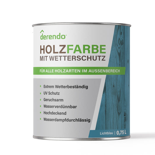 Derendo Wetterschutz Holzfarbe Lichtblau RAL 5012 - 4251604913296 - Derendo
