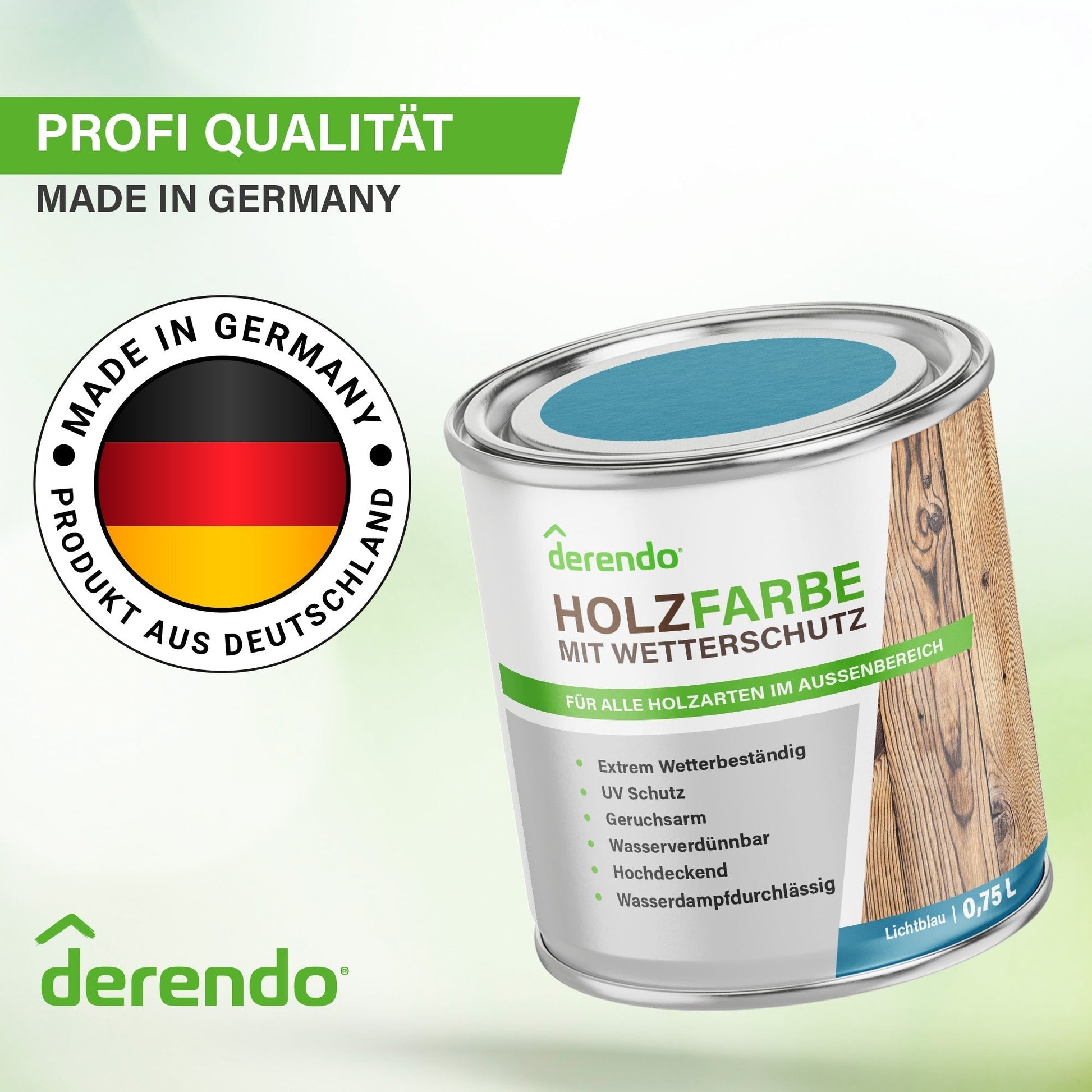 Derendo Wetterschutz Holzfarbe Lichtblau RAL 5012 in Lichtblau RAL 5012 – Produktbild von Derendo