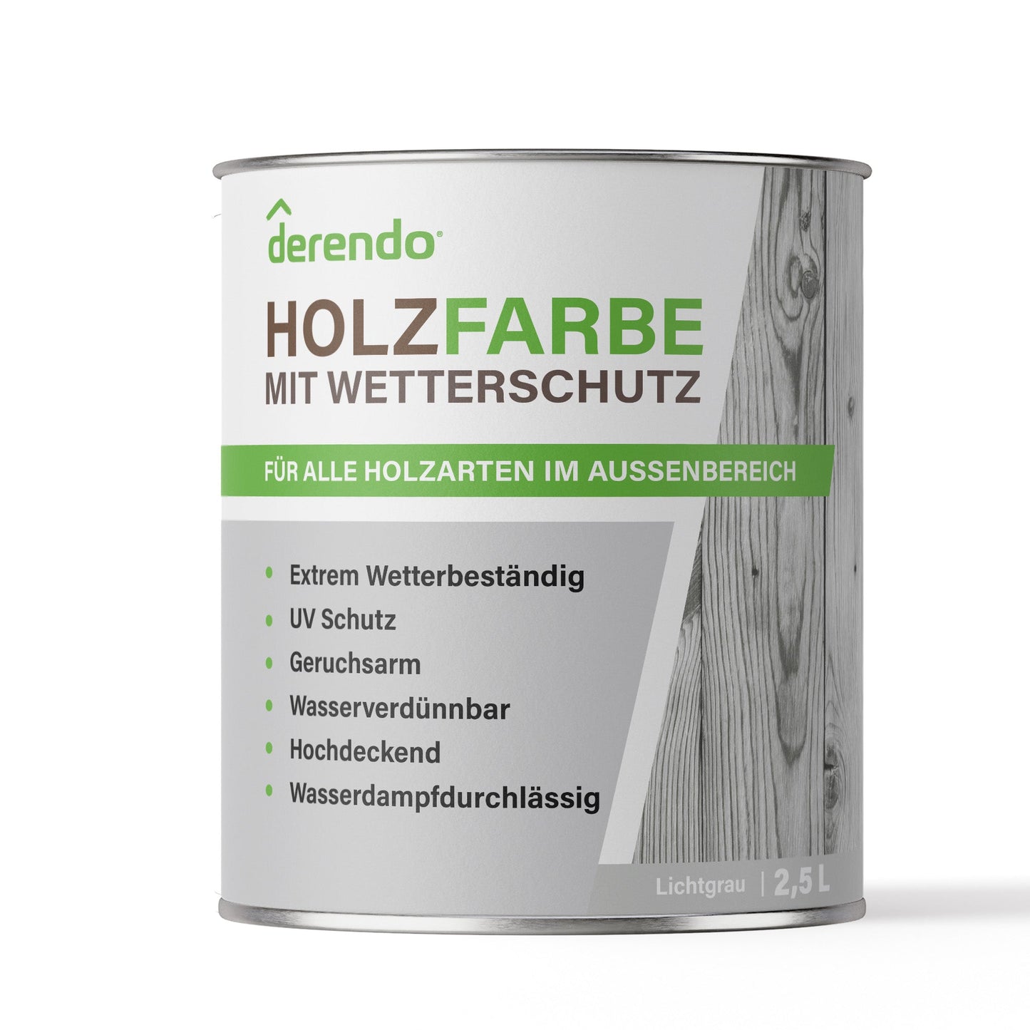 Derendo Wetterschutz Holzfarbe Lichtgrau RAL 7035 in Lichtgrau RAL 7035 – Produktbild von Derendo