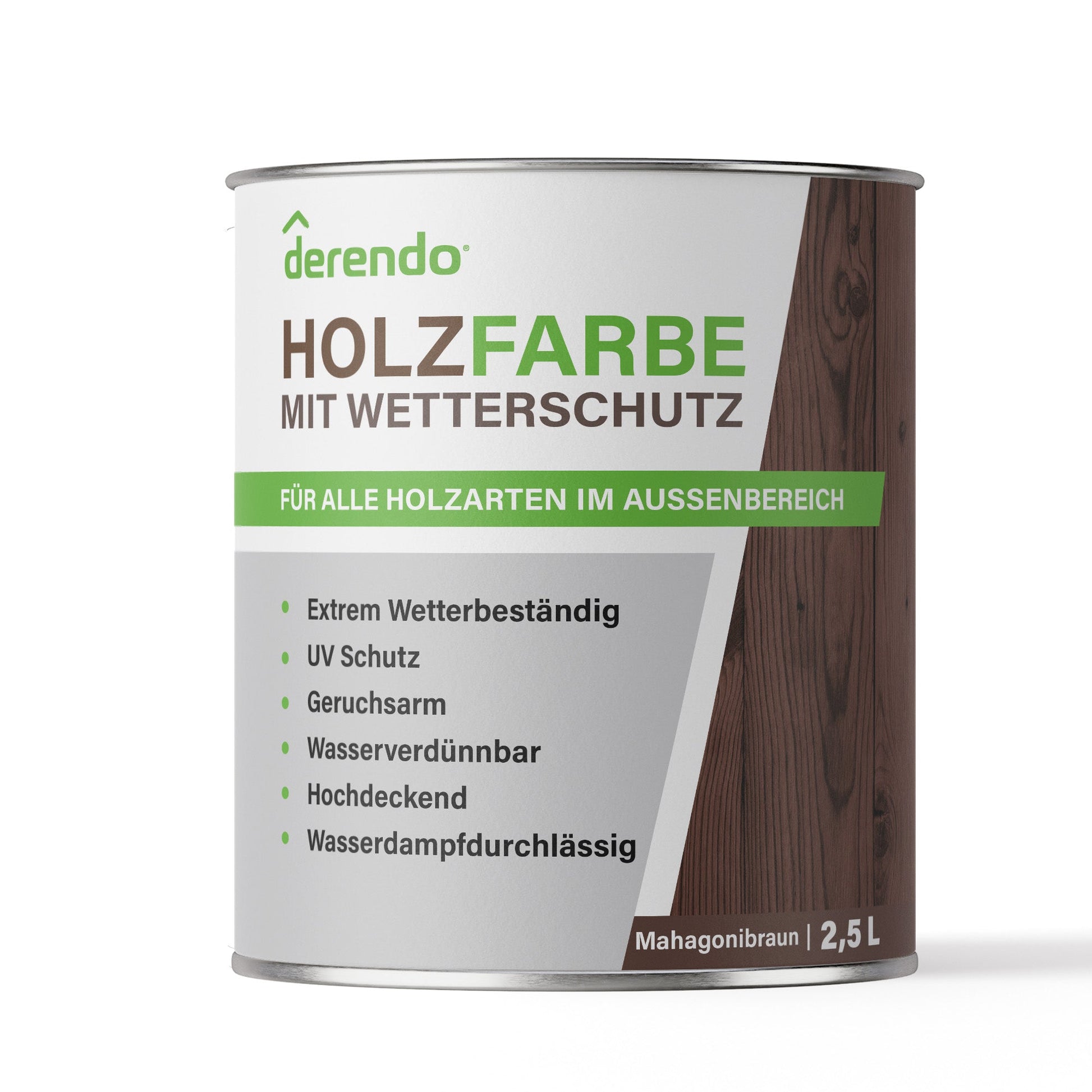 Derendo Wetterschutz Holzfarbe mahagonibraun RAL 8016 in Mahagonibraun RAL 8016 – Produktbild von Derendo