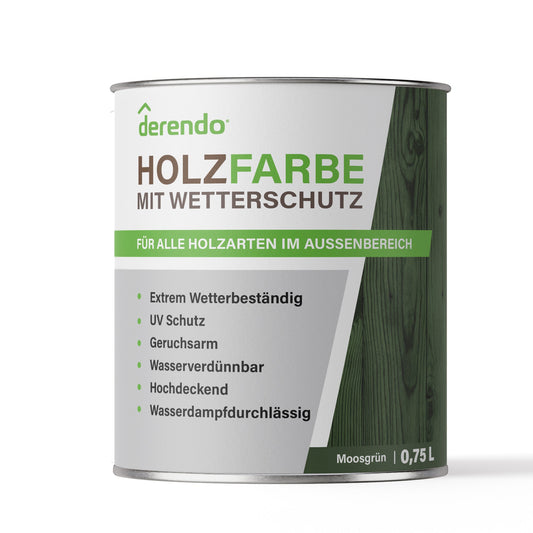 Derendo Wetterschutz Holzfarbe moosgrün RAL 6005 - 4251604913395 - Derendo