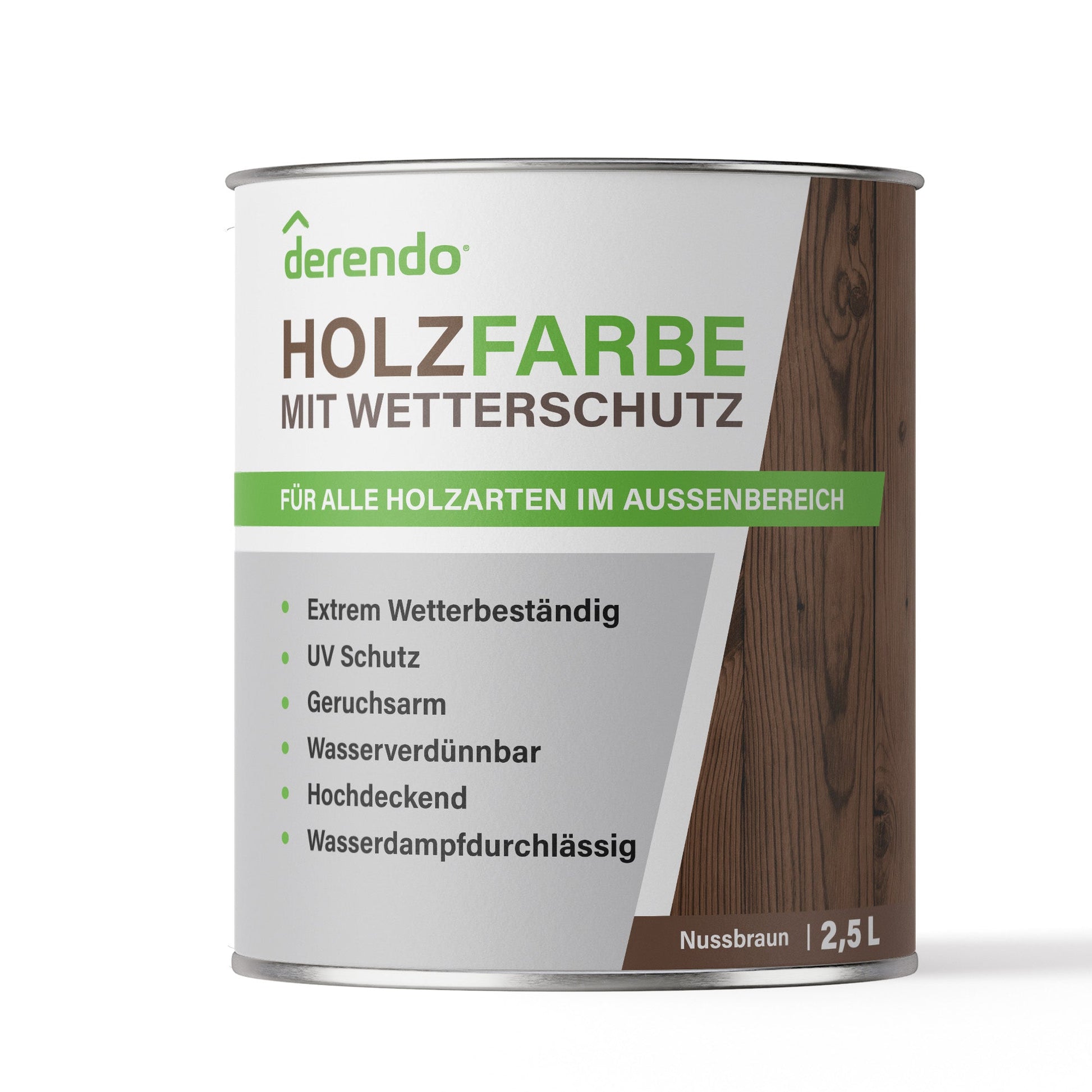 Derendo Wetterschutz Holzfarbe Nussbraun RAL 8011 in Nussbraun RAL 8011 – Produktbild von Derendo