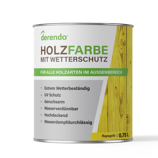 Derendo Wetterschutz Holzfarbe rapsgelb RAL 1021 - 4251604913401 - Derendo