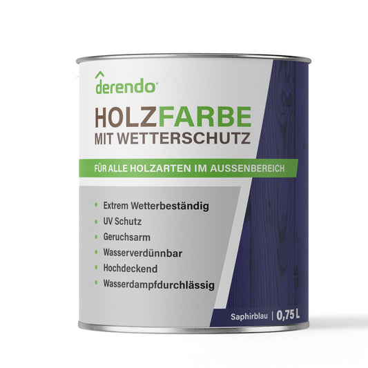 Derendo Wetterschutz Holzfarbe saphirblau RAL 5003 - 4251604913326 - Derendo