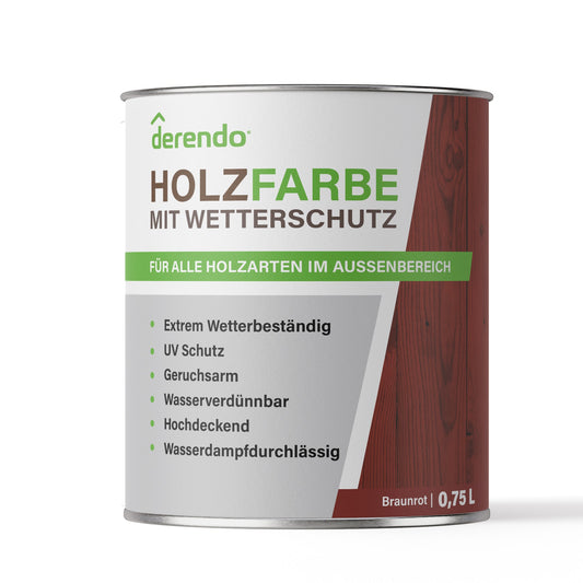 Derendo Wetterschutz Holzfarbe schwedenrot RAL 3011 - 4251604913265 - Derendo