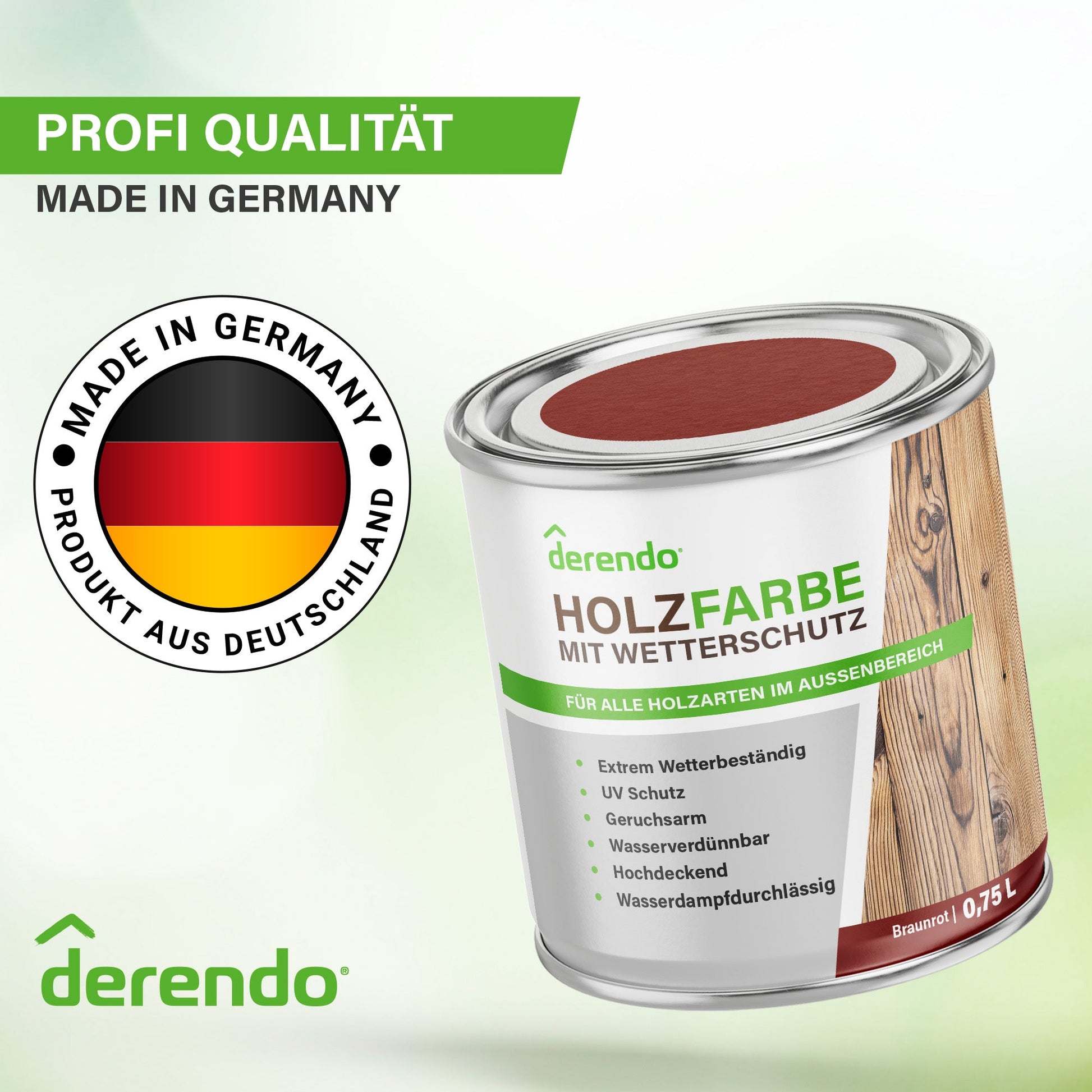 Derendo Wetterschutz Holzfarbe schwedenrot RAL 3011 - 4251604913265 - Derendo
