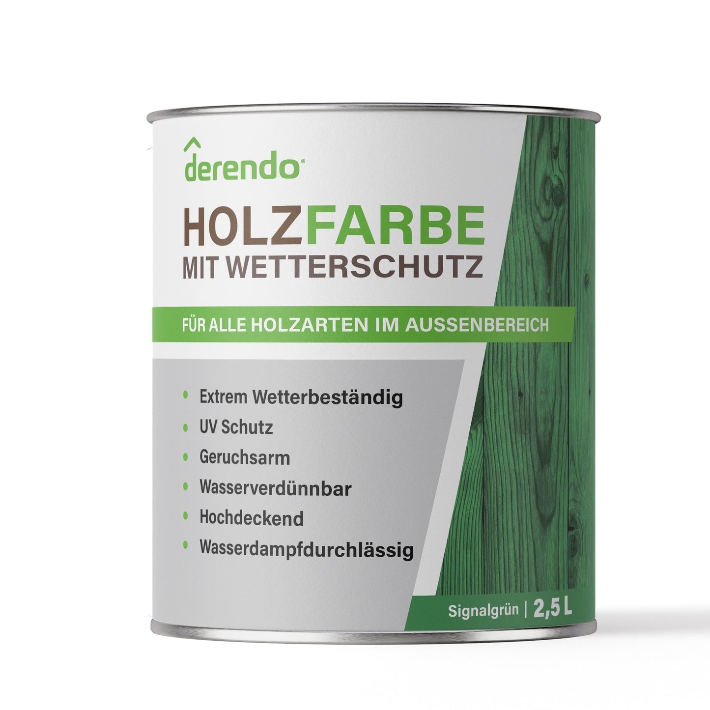 Derendo Wetterschutz Holzfarbe signalgrün RAL 6032 in Signalgrün RAL 6032 – Produktbild von Derendo