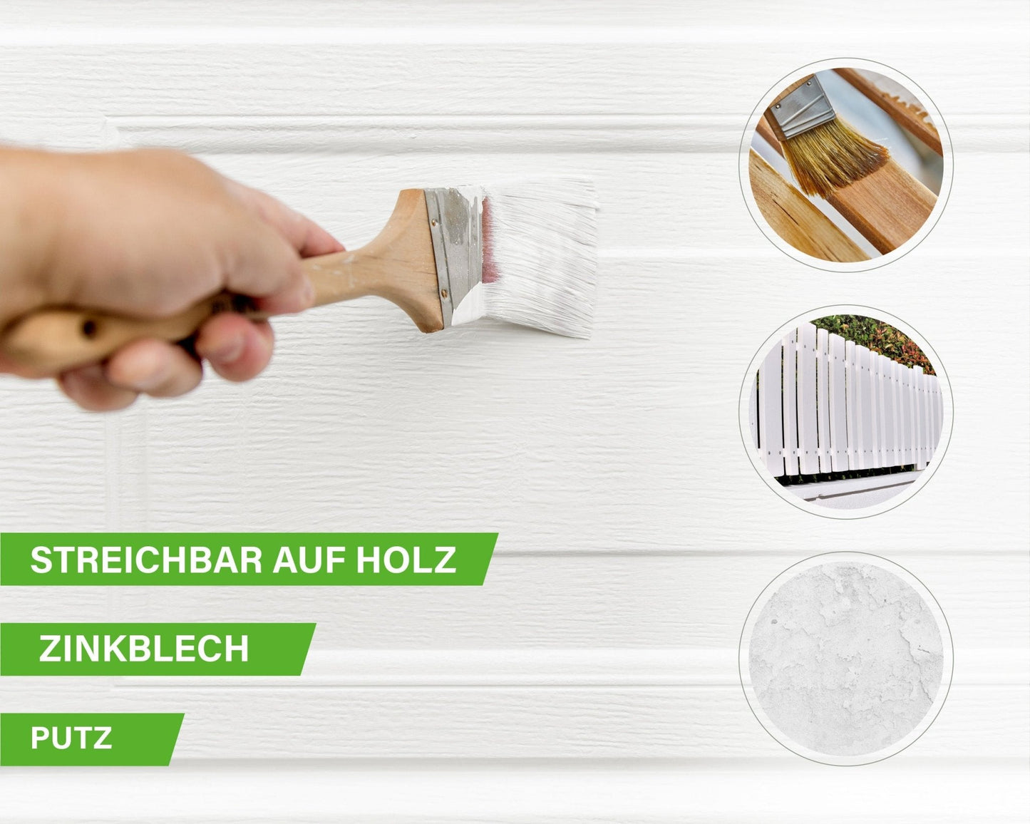 Derendo Wetterschutz Holzfarbe weiss für außen, seidenglänzend RAL 9010 in 0.75L – Produktbild von Derendo