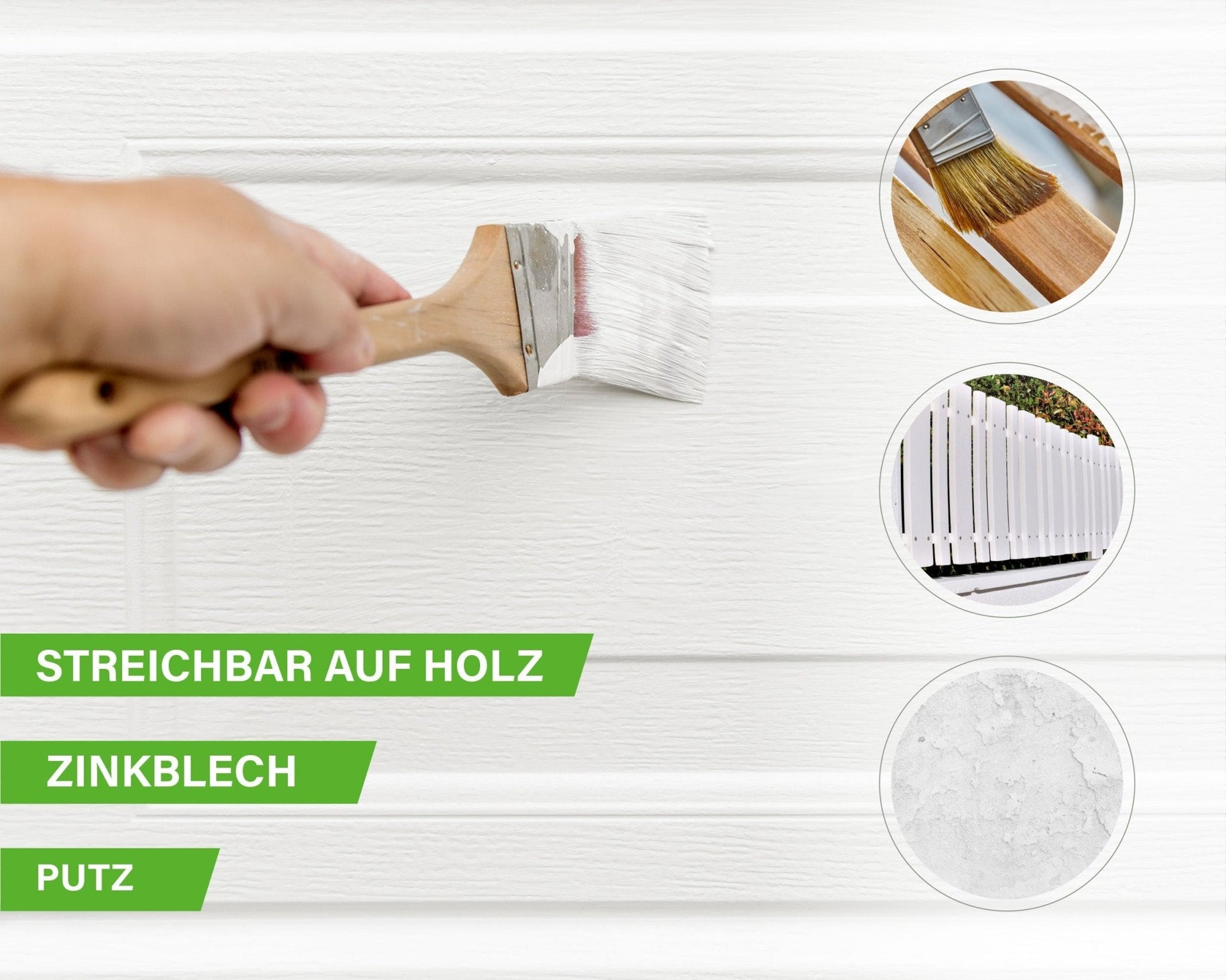 Derendo Wetterschutz Holzfarbe weiss für außen, seidenglänzend RAL 9010 in 0.75L – Produktbild von Derendo