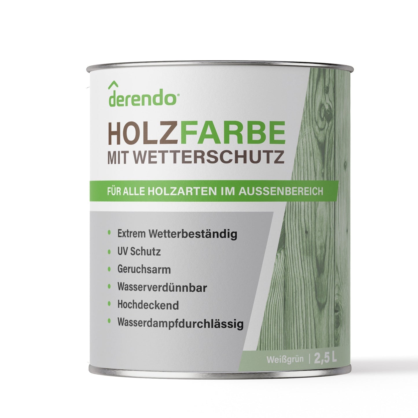 Derendo Wetterschutz Holzfarbe weißgrün RAL 6019 in Weissgrün RAL 6019ün – Produktbild von Derendo
