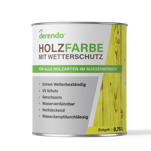 Derendo Wetterschutz Holzfarbe zinkgelb RAL 1018 - 4251604917515 - Derendo