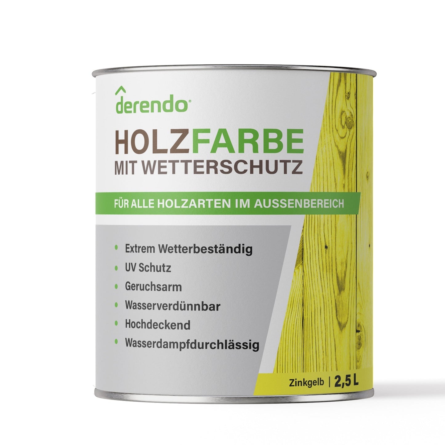 Derendo Wetterschutz Holzfarbe zinkgelb RAL 1018 in zinkgelb RAL 1018 – Produktbild von Derendo