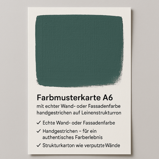 Farbmusterkarte A6 – mit echter Wand - oder Fassadenfarbe handgestrichen auf Leinenstrukturkarton - FK - FAF - Aprikose - Derendo