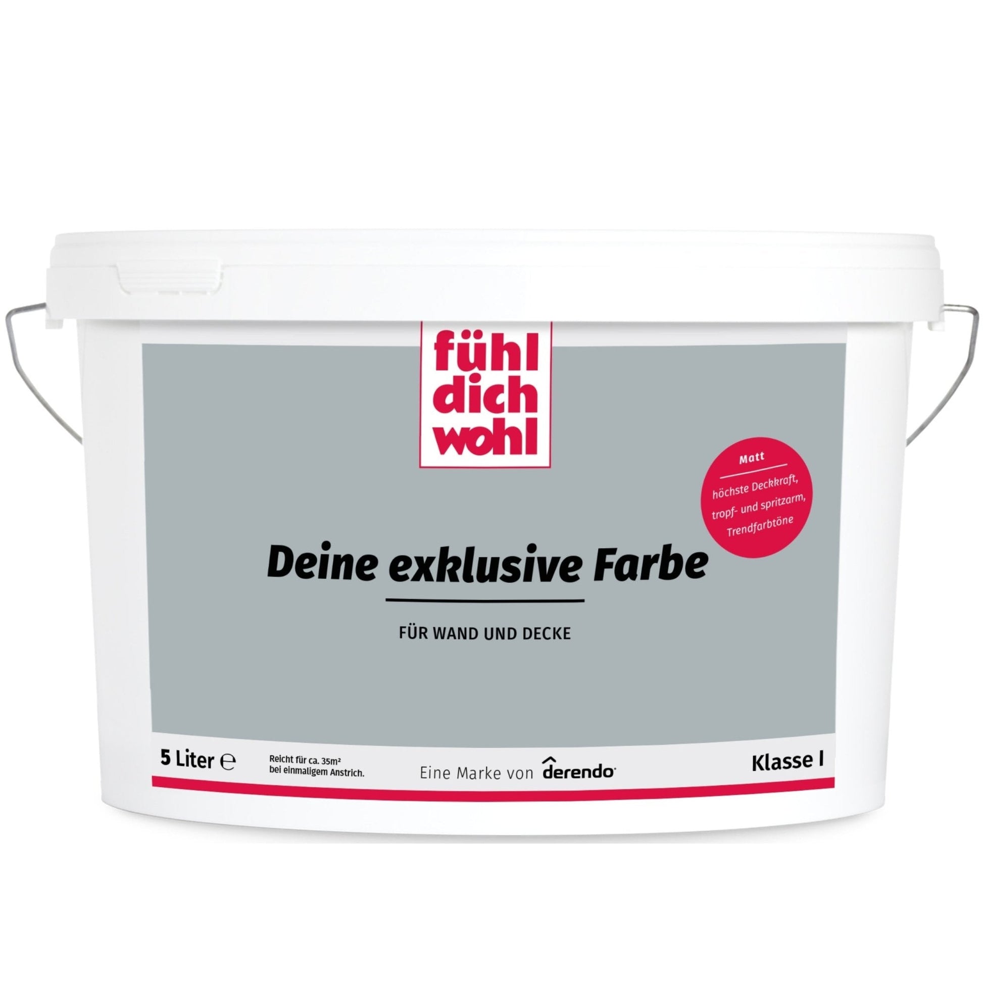 FÜHL DICH WOHL Wandfarbe Betongrau in 10 Liter – Produktbild von Derendo
