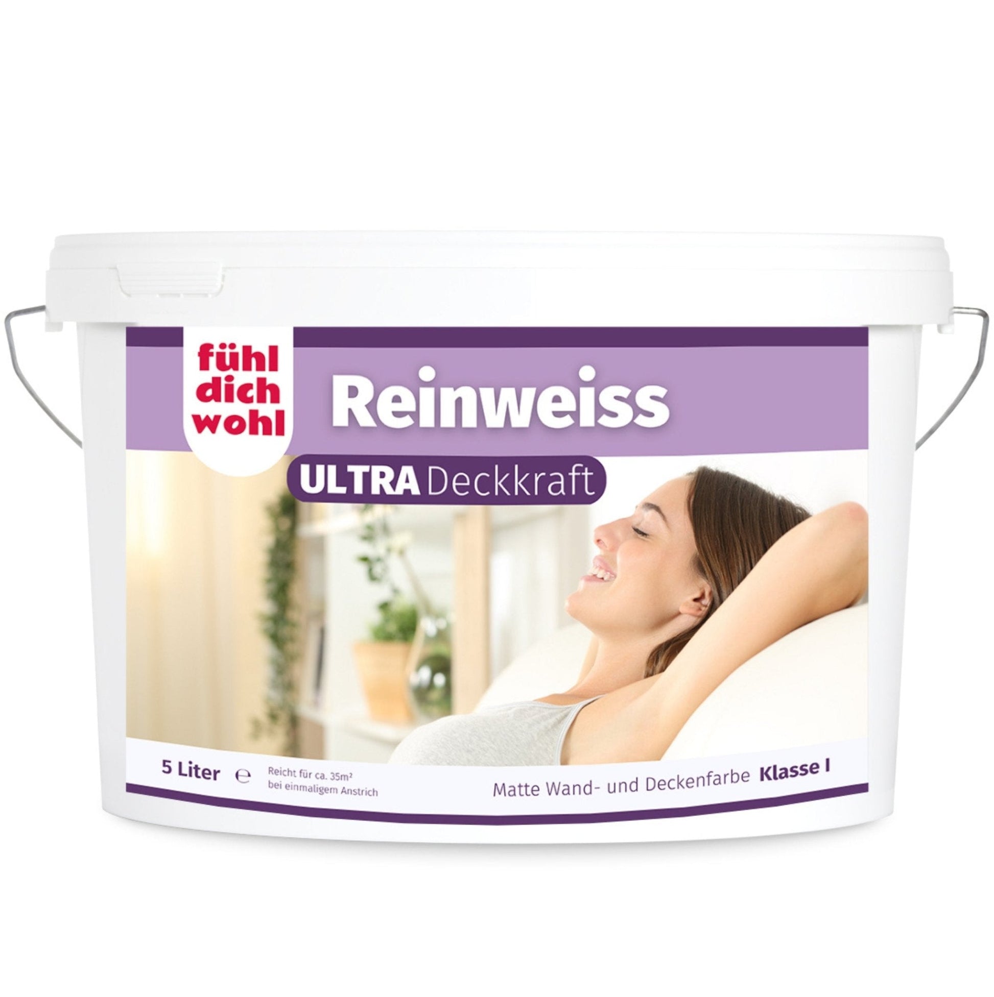 Fühl Dich Wohl Wandfarbe Reinweiss ULTRA Deckkraft - Unsere Beste - in 10 Liter – Produktbild von Derendo