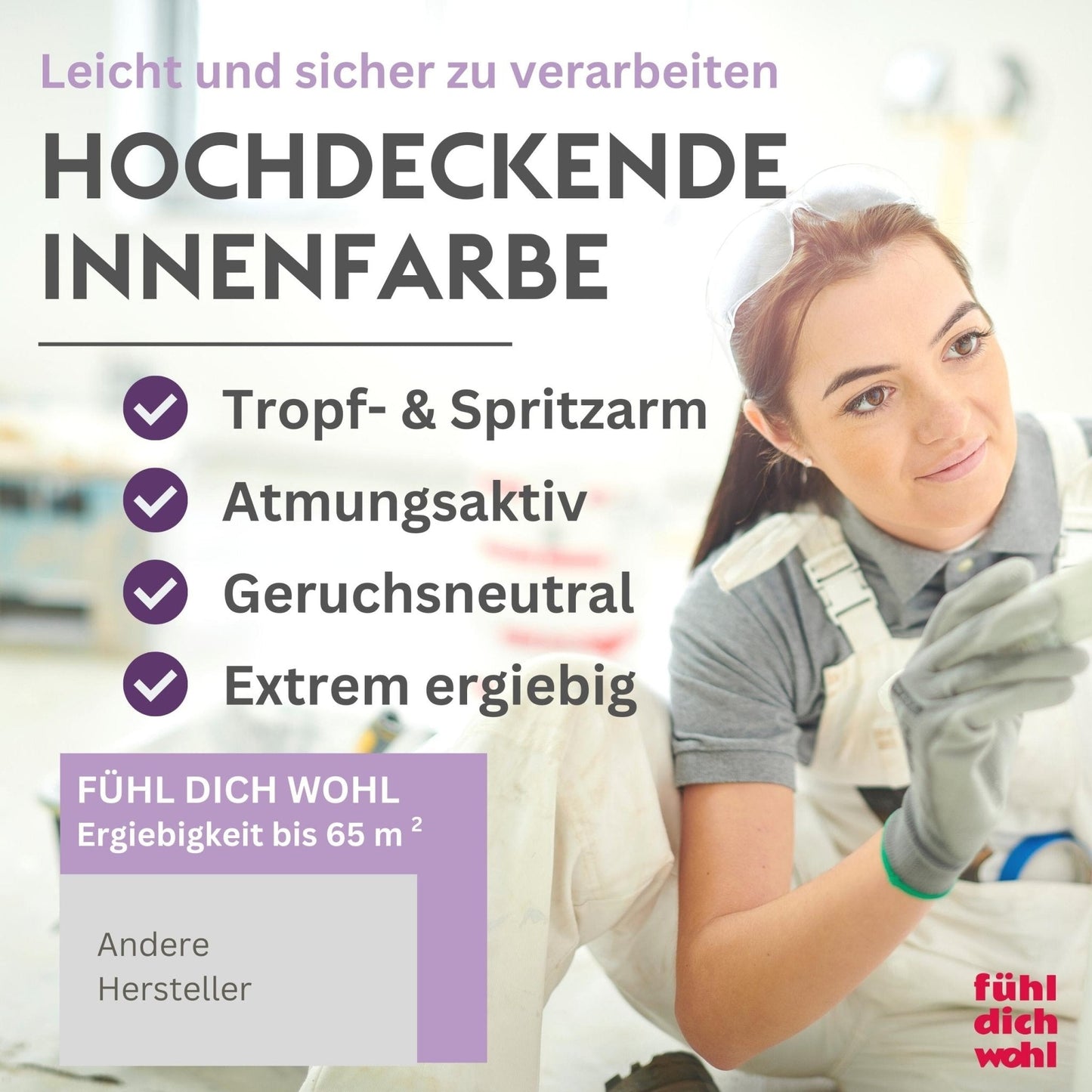 Fühl Dich Wohl Wandfarbe Reinweiss ULTRA Deckkraft - Unsere Beste - in 10 Liter – Produktbild von Derendo