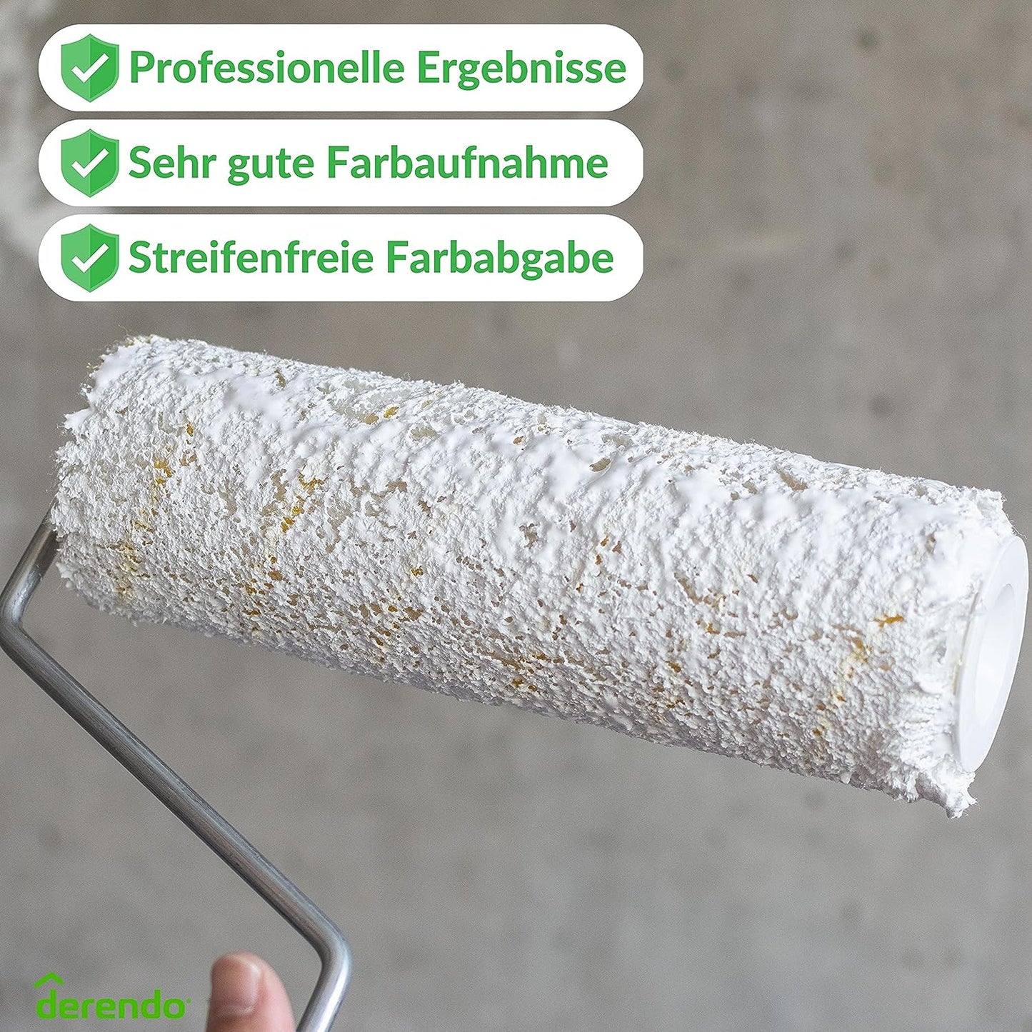 Premium Universal Farbrolle 25cm mit 12mm Flor für strukturierte Untergründe - 4251604915481 - Derendo