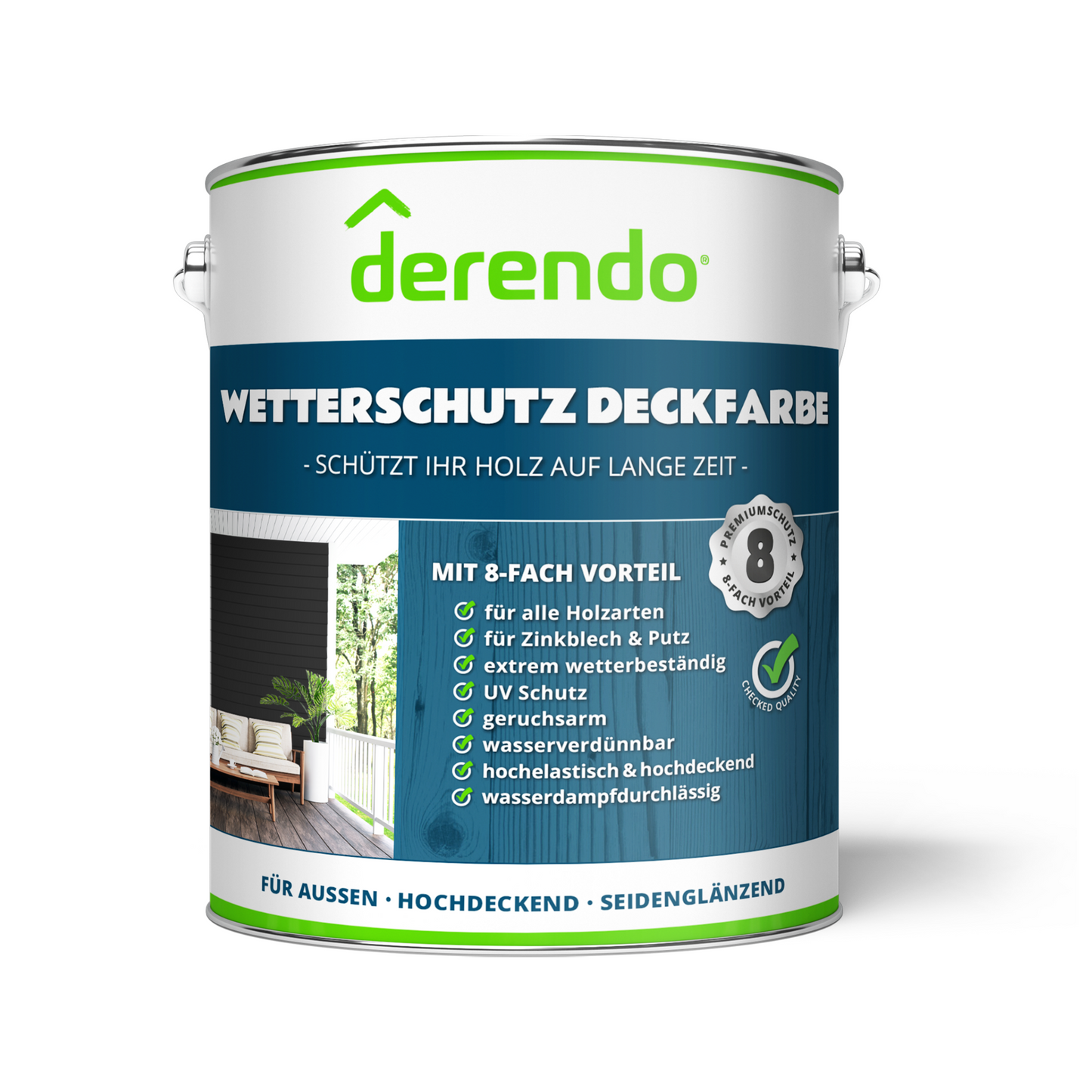 Derendo Wetterschutz Holzfarbe in Tiefschwarz RAL9005