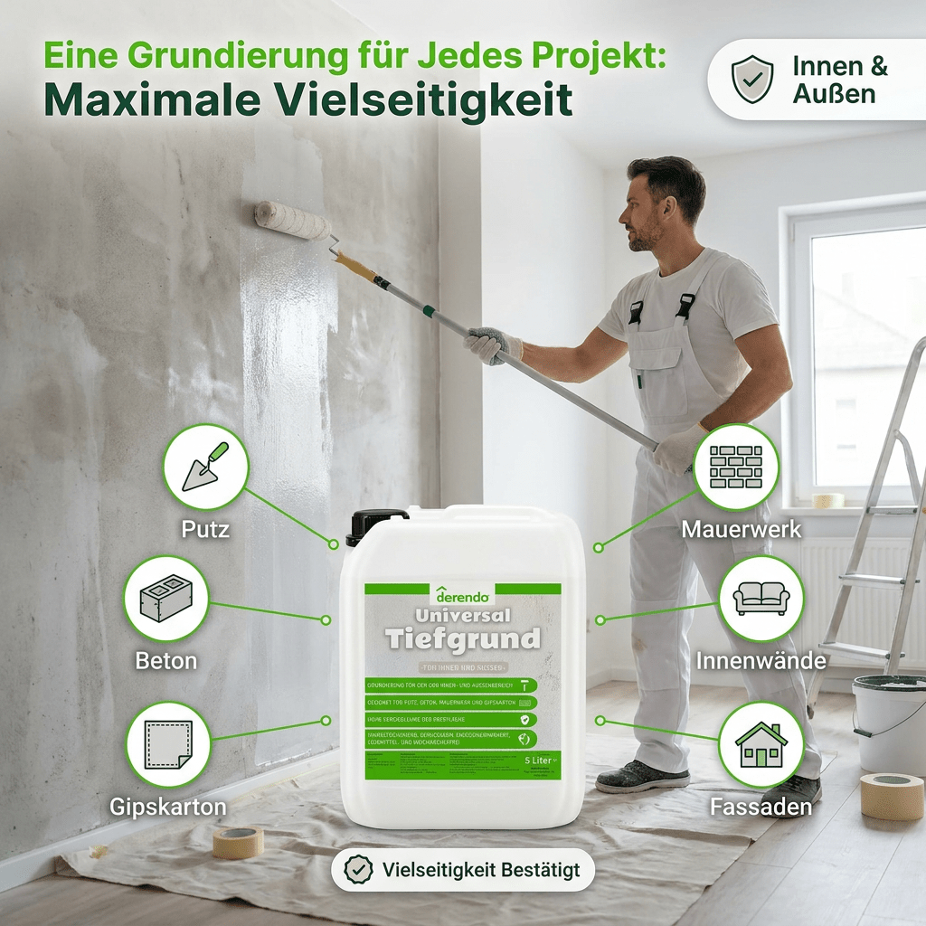 Universal Tiefgrund 5l Grundierung für innen- und außen Reichweite ca. 150–200 ml/m² in 5 Liter – Produktbild von Derendo